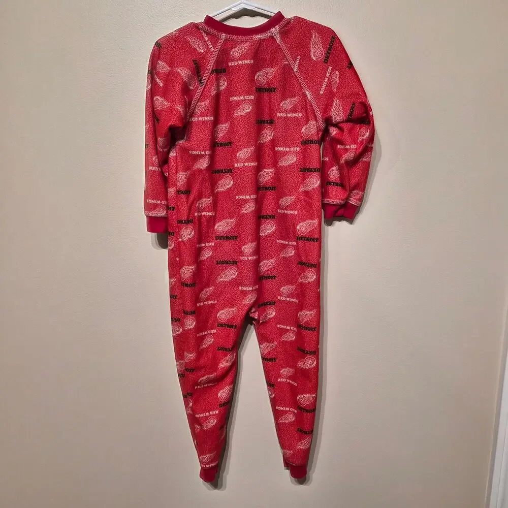 NHL Detroit Red Wings 3T Footless Zip Pajama Red Hockey Toddler Sleep